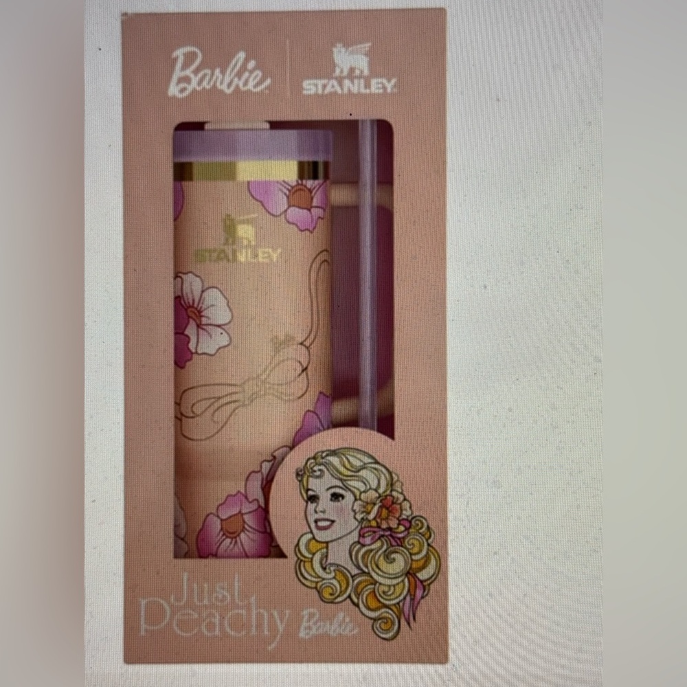 Stanley x Barbie 'Just Peachy' Floral Peach Travel Tumbler. NWT